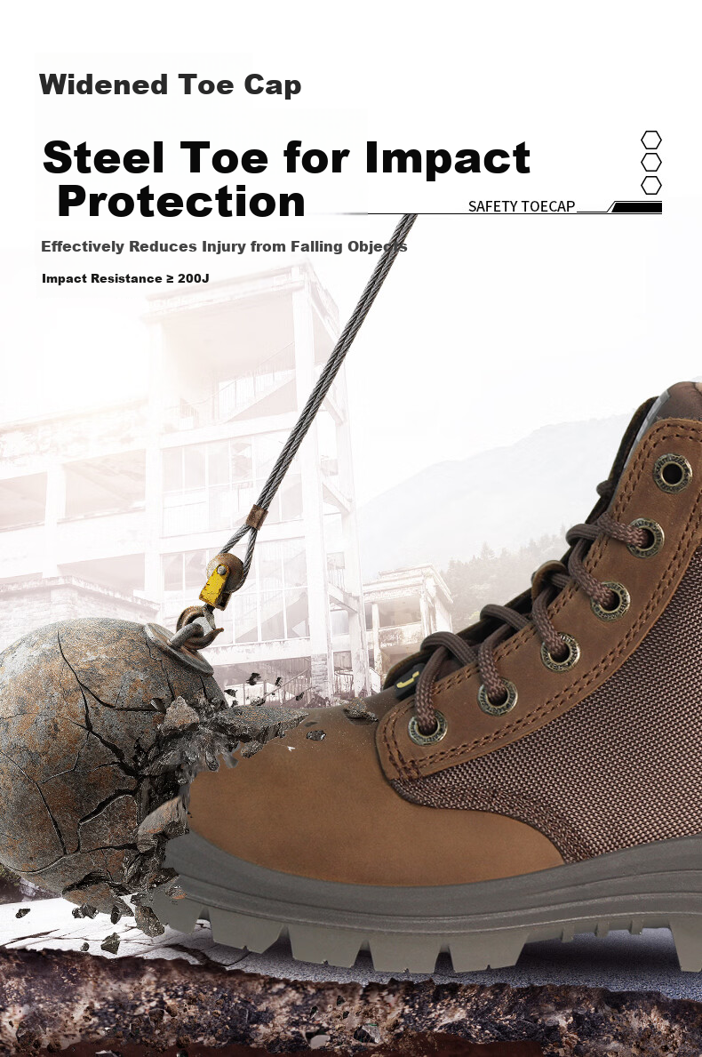 SAFETY JOGGER DAKAR Brown Men's Safety Work Shoes Anti-Smash, Anti-Puncture, Anti-Static, Wear-Resistant Size 39 5