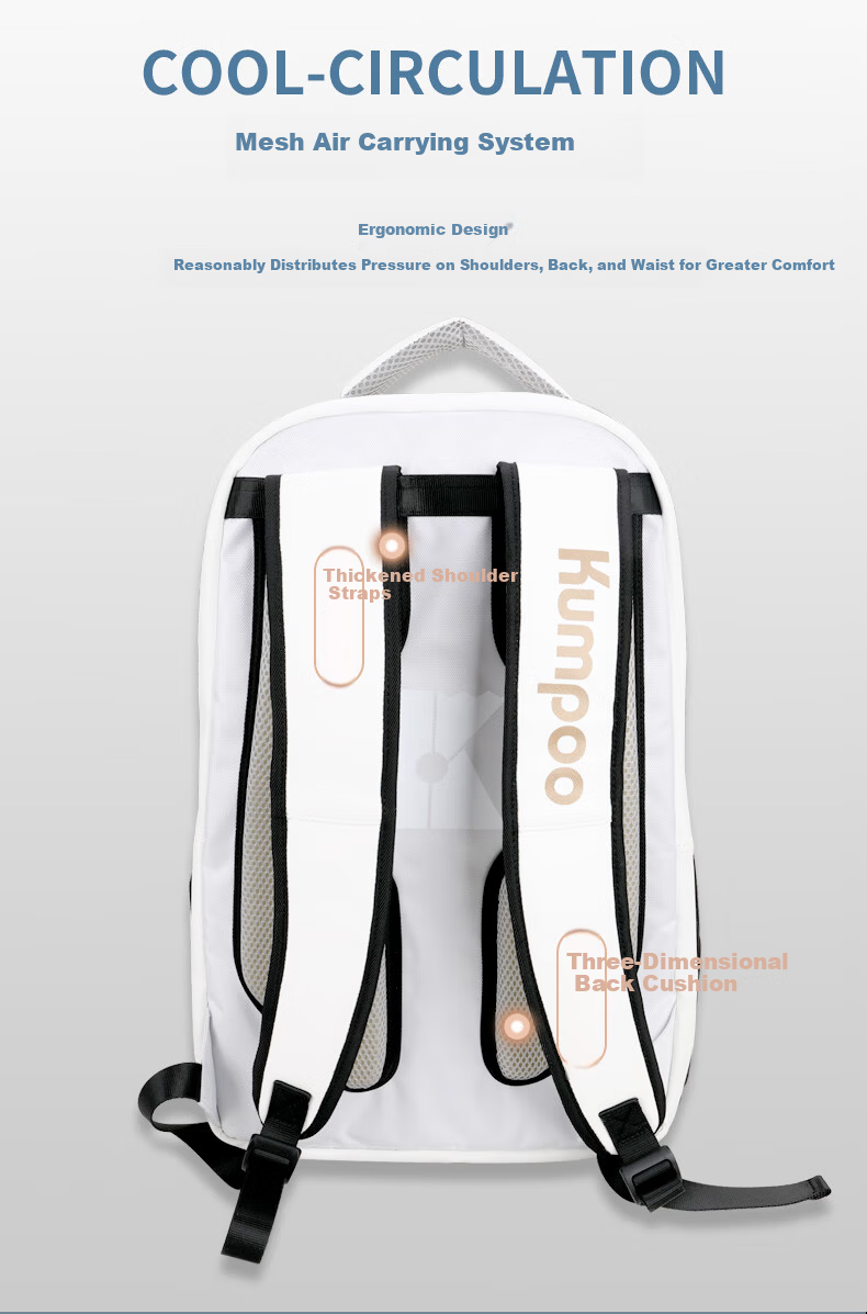 KUMPOO Badminton Bag with Separate Shoe Compartment, Multi-Compartment Storage, Dual Zipper, Multifunctional Backpack, Shoulder Bag KBR-001 4