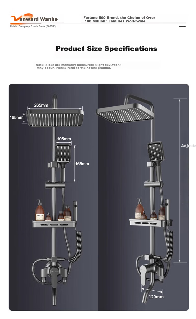 Vanward Surface-Mounted Shower Set Full Copper Faucet Pressurized Technology Bathing Rain Shower Set Home Gun Gray 16