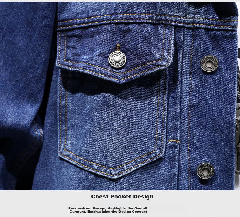 Jeanswest Men's Jacket 2026 Spring Summer New Loose Fashion Simple Denim Jacket Deep Khaki 3XL 12