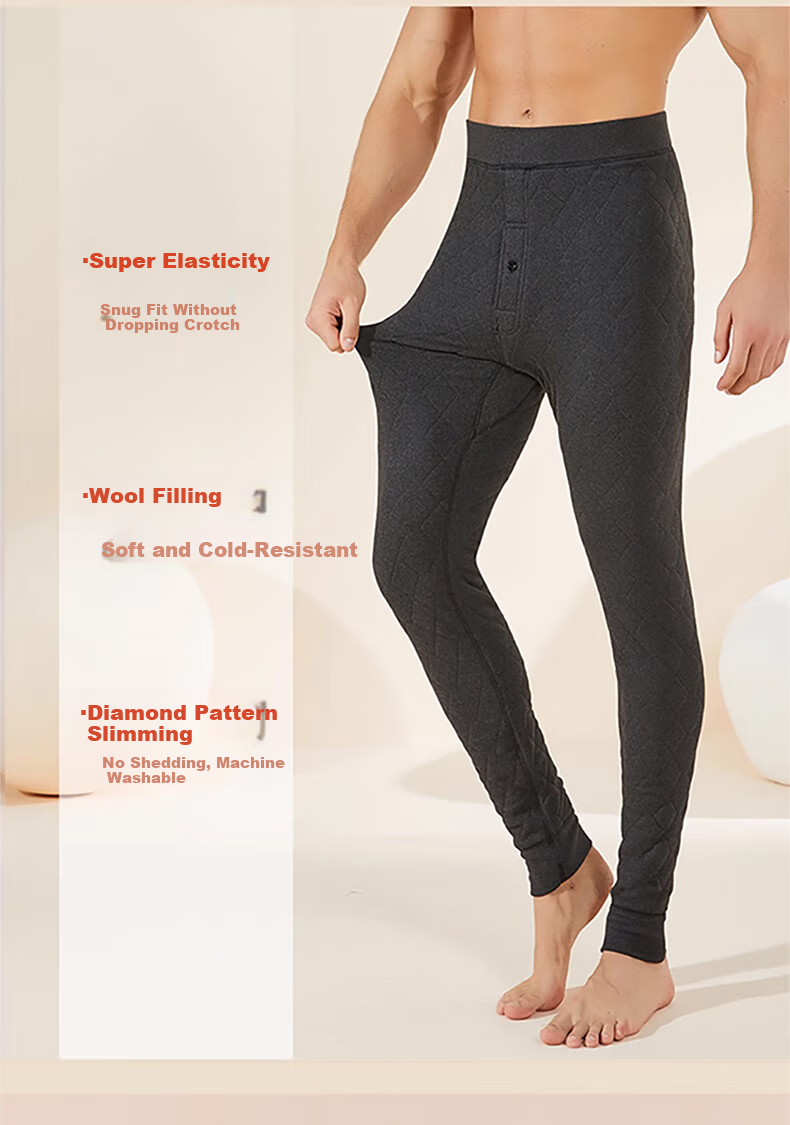 LangSha 100% Wool Thermal Pants for Men [2026 Autumn/Winter New] Thickened Silk Knee Protection Extra Thick Cold-Resistant Cotton Pants 8