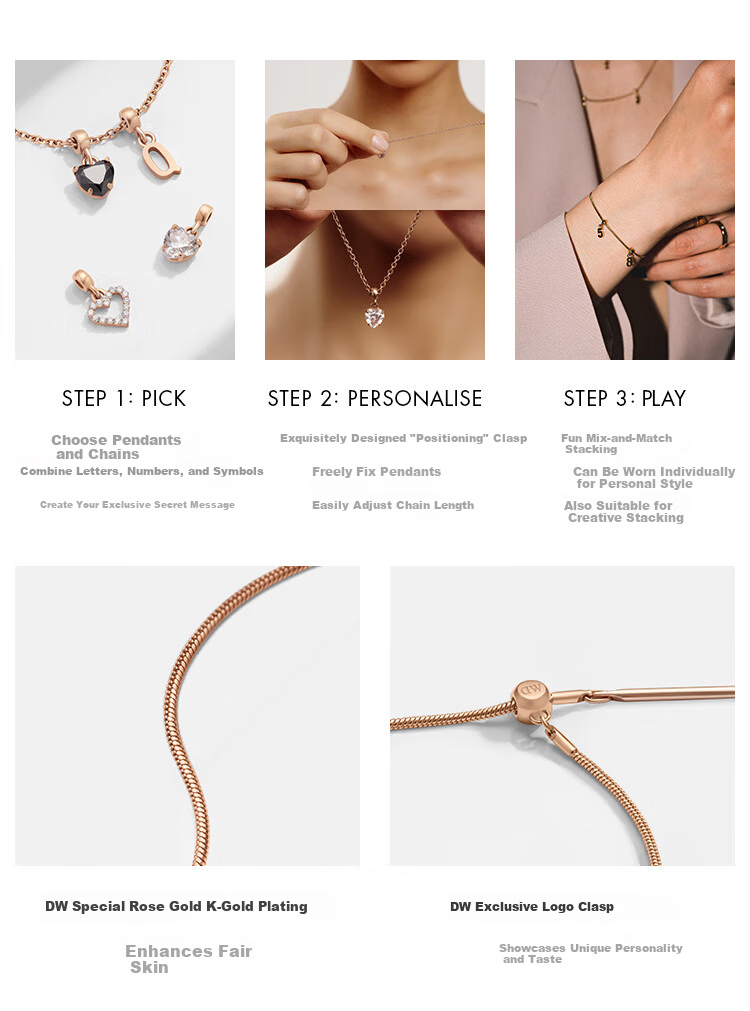 Daniel Wellington DW Necklace for Women [520 Gift for Girlfriend] Secret Love Heart Pendant Clavicle Chain DW396+425 8