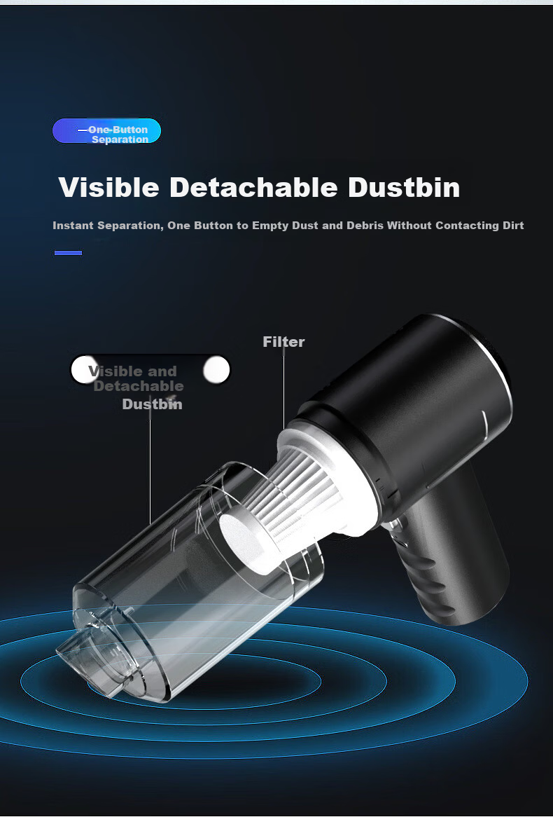 YOMO Car Vacuum Cleaner High Power Wireless Handheld Portable Small Car Home Vacuum F6001 3