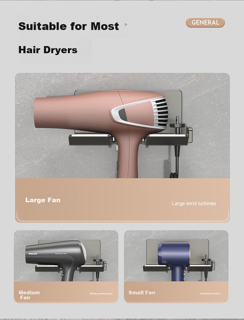 MICOE Hair Dryer Bathroom Storage Rack, No Drilling Required, Bathroom Organizer, Hair Dryer Hanger, Blow Dryer Stand, Bathroom Shelf 1
