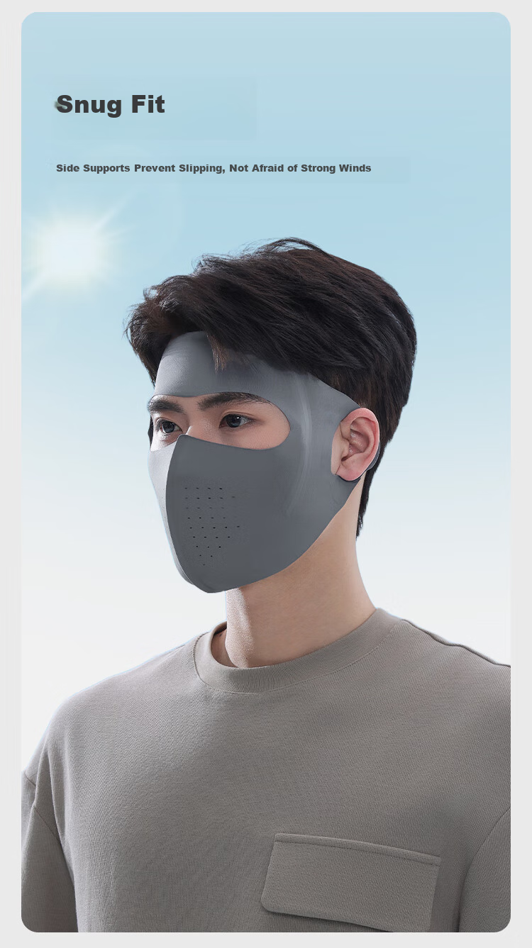 JD Jingzao Seamless Sunscreen Face Shield Unisex UV Protection Full Face Mask Medical Beauty Face Cover Cycling Sun Protection Face Bikini Light Mist Gray 9