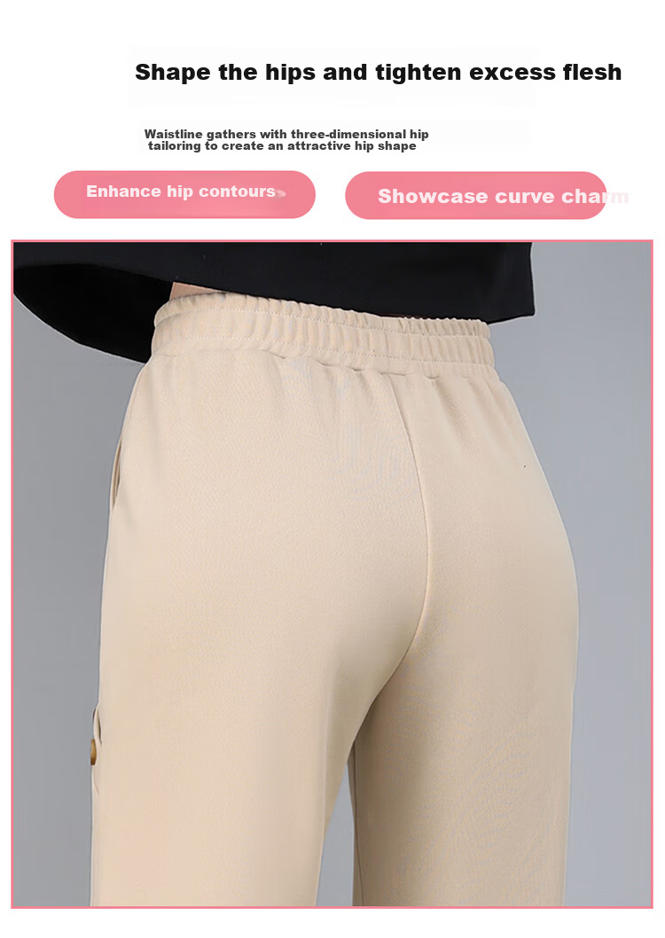Woodpecker Women's Versatile Straight Loose Slimming Long Pants Spring Autumn New High Waist Sports Casual Pants Black 2XL 9