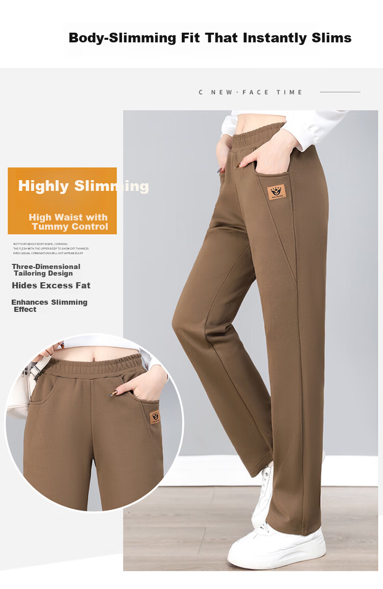TUCANO Women's Straight-Leg Pants Casual High-Waist Slimming Beige M 6