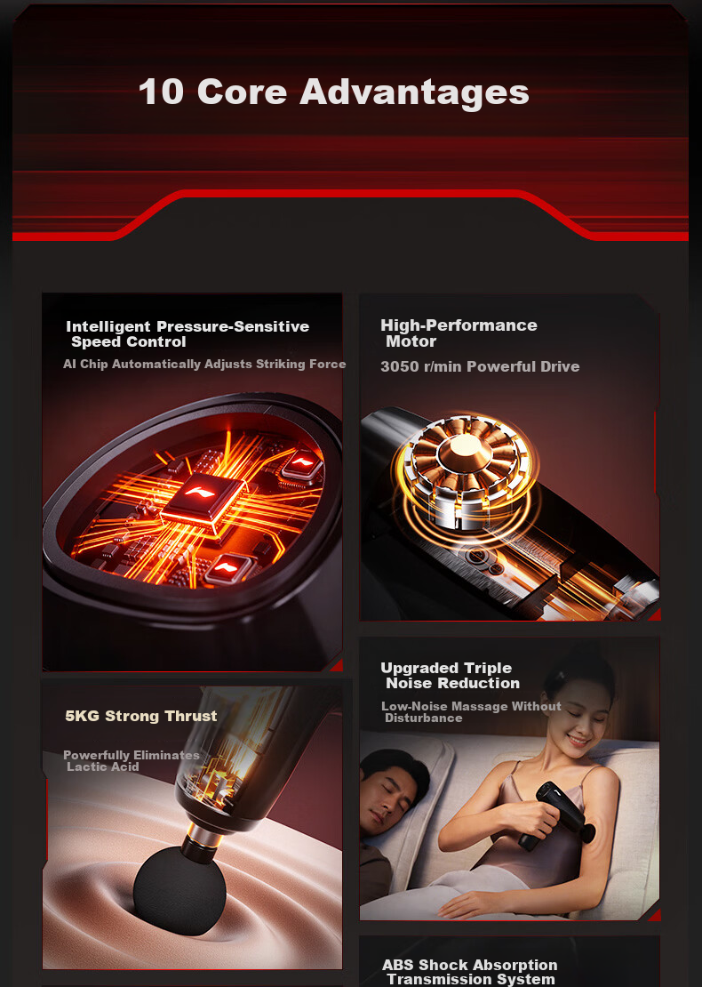 LI-NING Fascia Gun Massager Shoulder Neck Waist Back Massager Professional Mini Portable Fitness Muscle Relaxation Gift for Parents Mother's Day Spring Festival Valentine's Day Qixi Festival for Men a 3