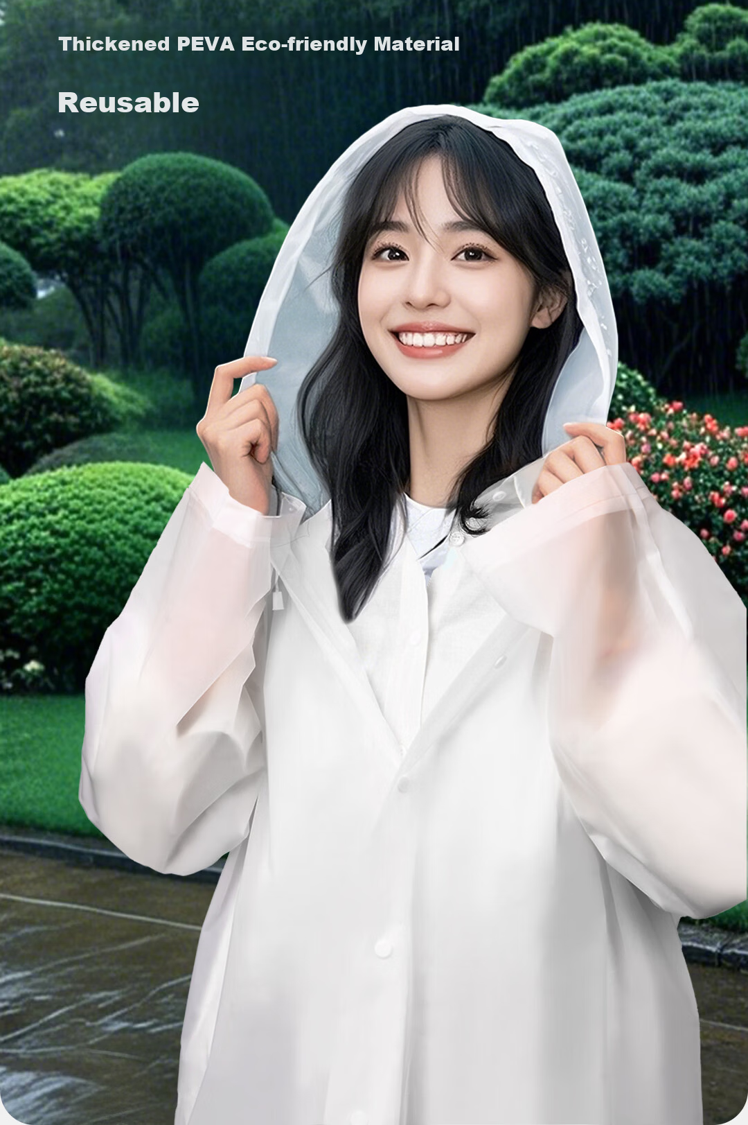 Deli Disposable Thickened Adult Raincoat Rain Poncho Integrated Full-Body Cycling Portable Outdoor Unisex Blue 3