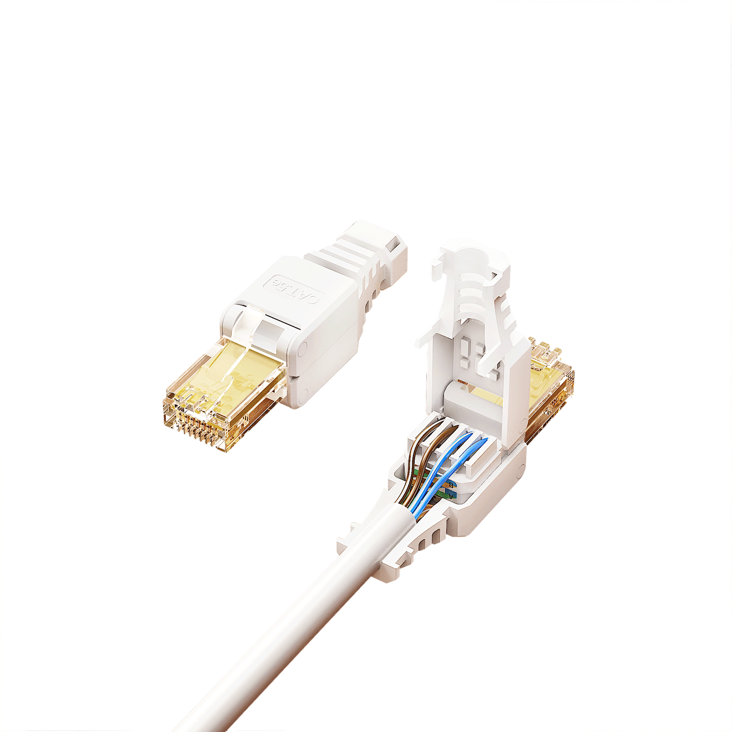 BIAZE Engineering-Grade Cat5e Toolless Crystal Head, 8P8C Tool-Free RJ45 Computer Network Cable Connector, CAT.5b Gigabit Network Connector, No-Tool Crystal Head Module, Single Pack