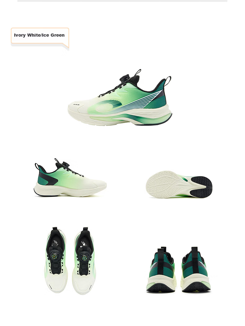 QIAODAN Boys Sports Shoes Kids Running Shoes Autumn Spring Twist Buckle Black/Miku Green Size 36 14