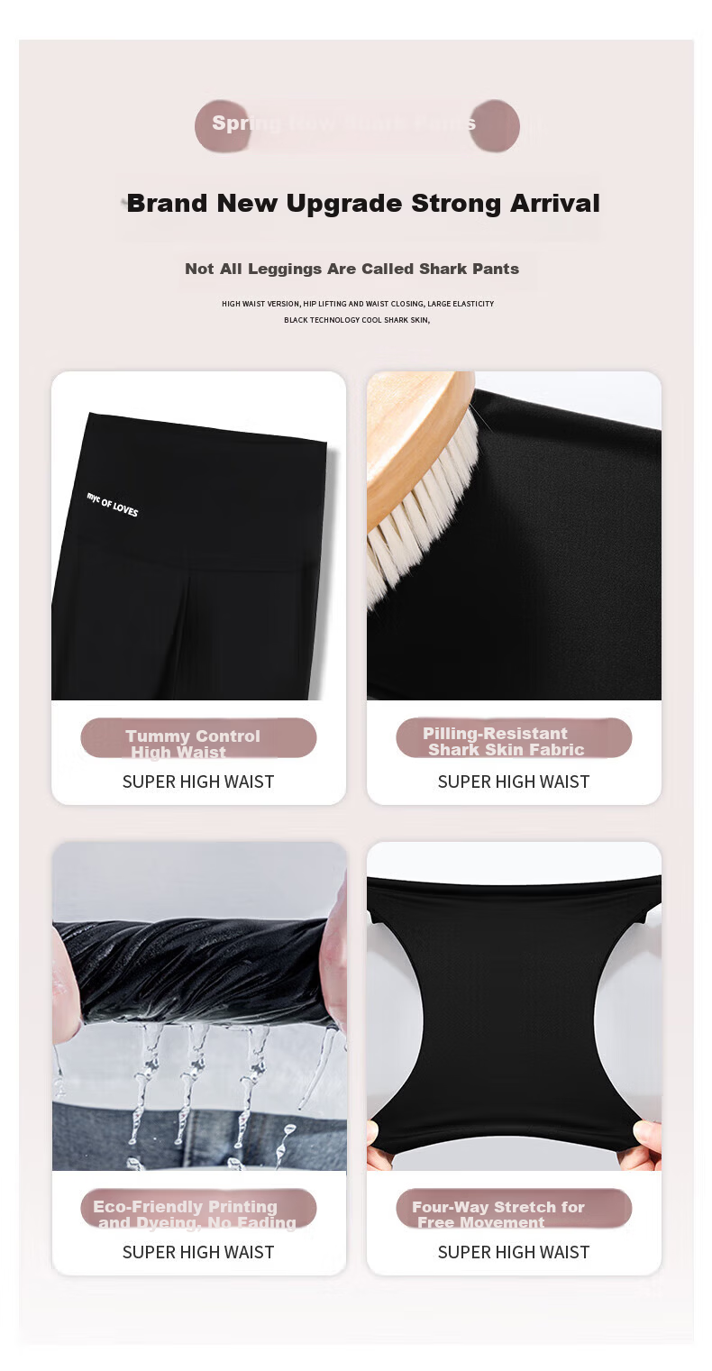 LangSha Women's Shark Pants Spring 9/10 Length Slim Fit Fitness Yoga Sports Leggings 2025 New Tight Bottoms 1