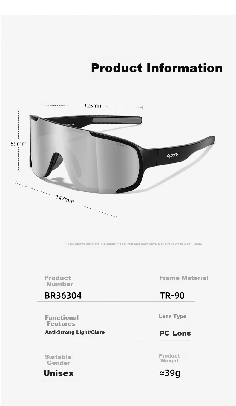CAPONI Polarized Anti-Fog Windproof Ski Goggles Sunglasses for Men and Women Outdoor Cycling Hiking UV Protection 16