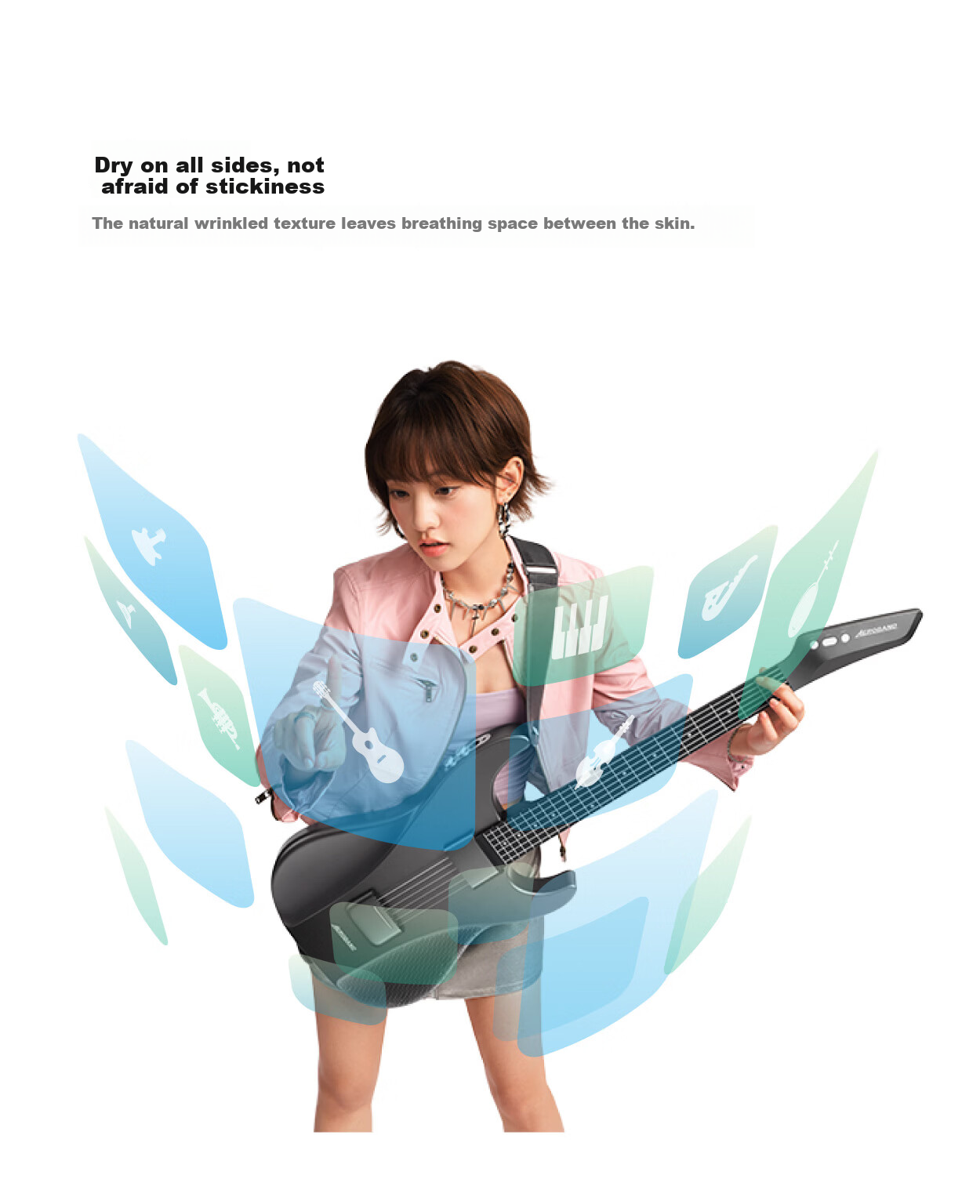 Aeroband Air Band Smart Self-Learning Guitar Automatic Electronic Guitar Beginner Recommended Stringless Guitar Star White 21