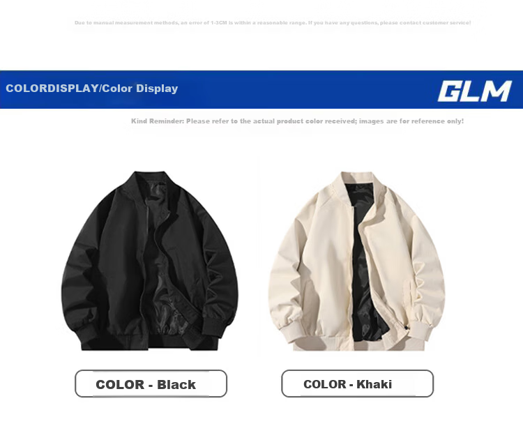 GLM Men's Spring Autumn Windproof Loose Jacket Casual Baseball Coat Comfortable Versatile Top Black XL 8