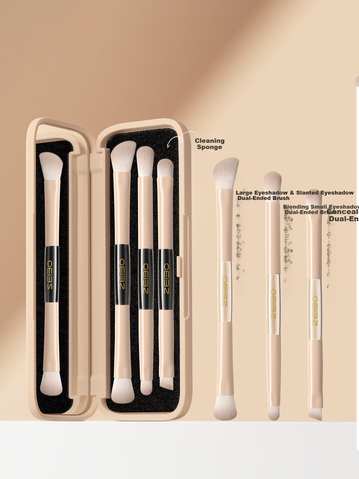 OEIEZ Dual-Ended Portable Soft Makeup Brush Set with Mirror – Eyeshadow and Concealer Brushes 5