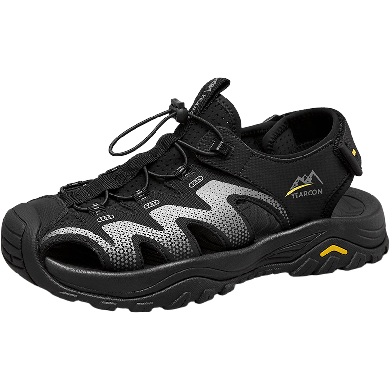 Eierkang Men's Outdoor Casual Breathable Hiking Water Shoes Closed-Toe Sandals 61866W Black Size 42