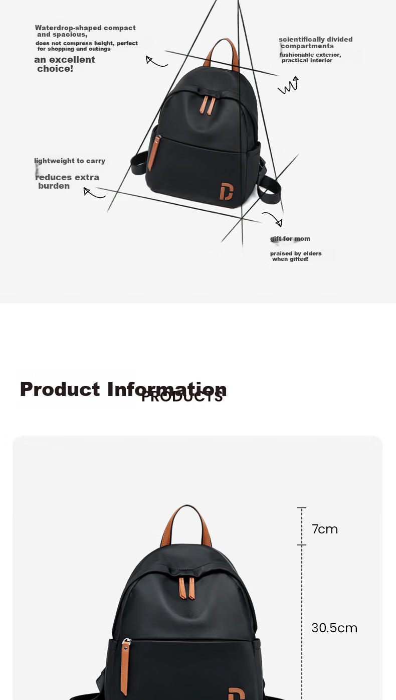 Zhu'er Women's Backpack 2026 New Lightweight Oxford Cloth Casual Large Capacity Travel Shoulder Bag for Women 16