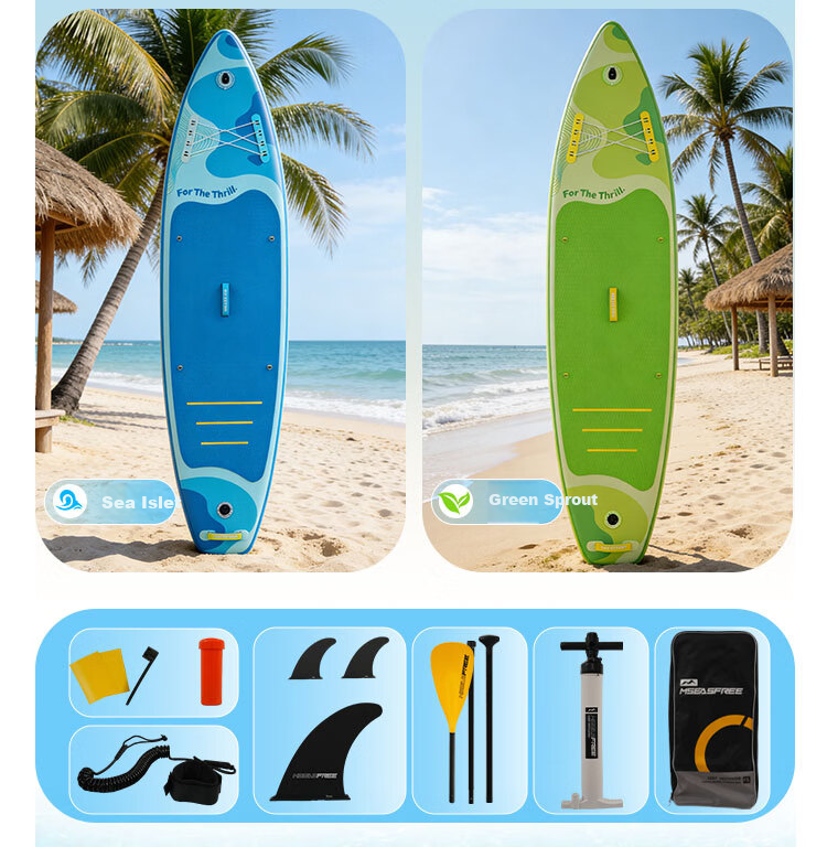 MSEASFREE Iridescent Surf Paddleboard Stand-Up SUP Fishing Yoga Lure Board Green Shadow 3