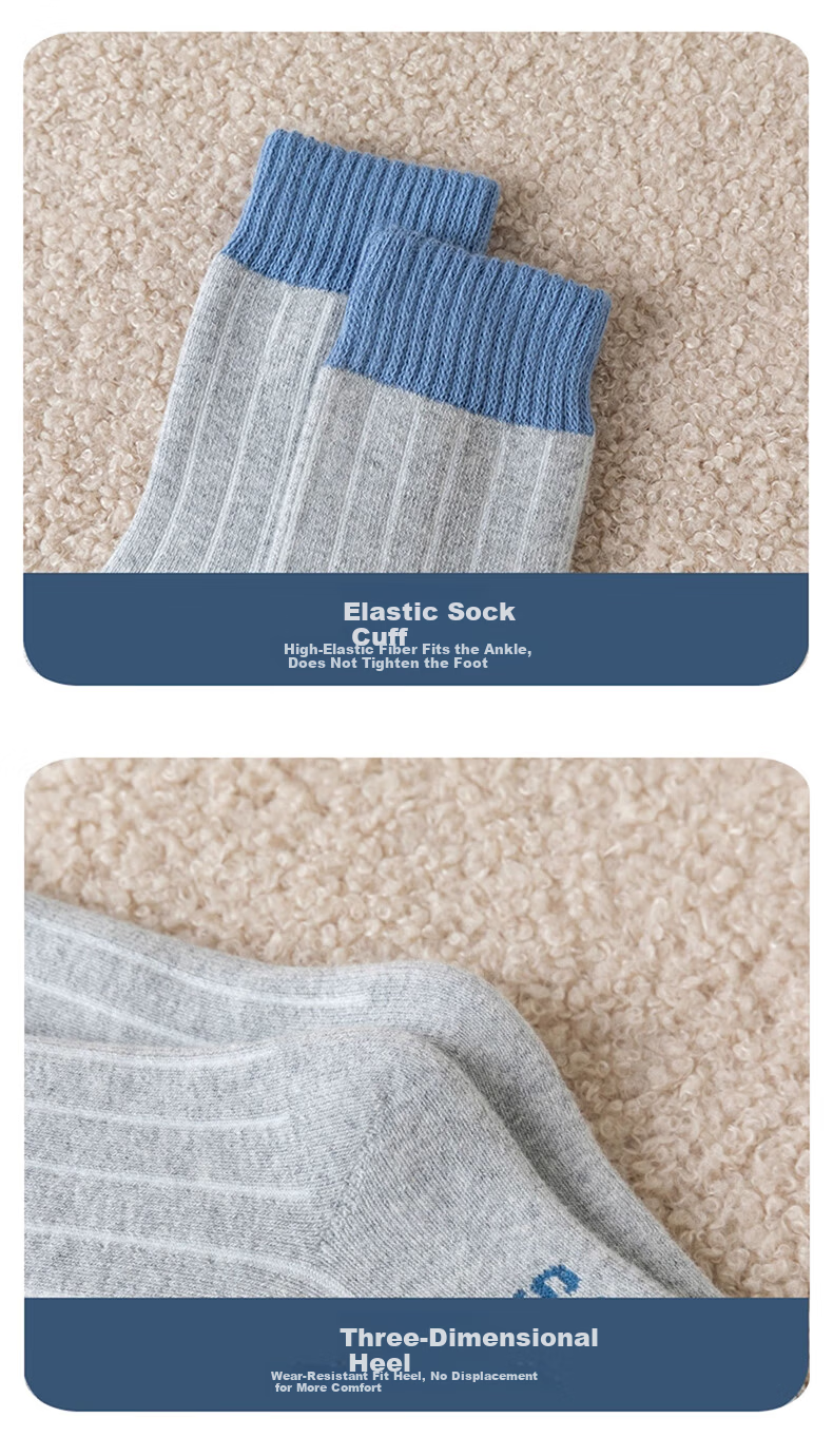 Miiow 5 Pairs Kids Socks Boys Autumn Winter Thickened Fleece Mid-Calf Cotton Terry Warm Socks for Older Children and Teens 9