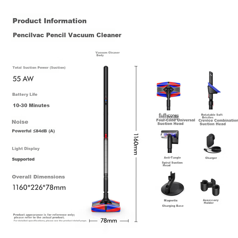 DYSON Pencilvac Pencil Vacuum Cleaner Slim Design Flexible Omni-Directional Anti-Tangle Pet Handheld Cordless Home Use