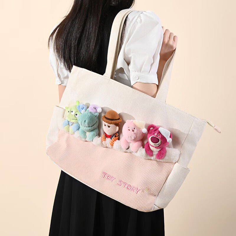 Disney Strawberry Bear Plush Doll Tote Bag Shoulder Bag for High School Girls Birthday Gift
