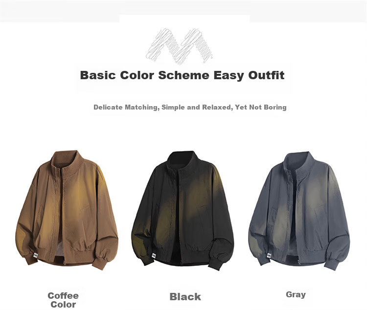 MARK FAIRWHALE Men's Spring Autumn Jacket Korean Style Flight Jacket Casual Loose Baseball Jacket Coffee XL 5