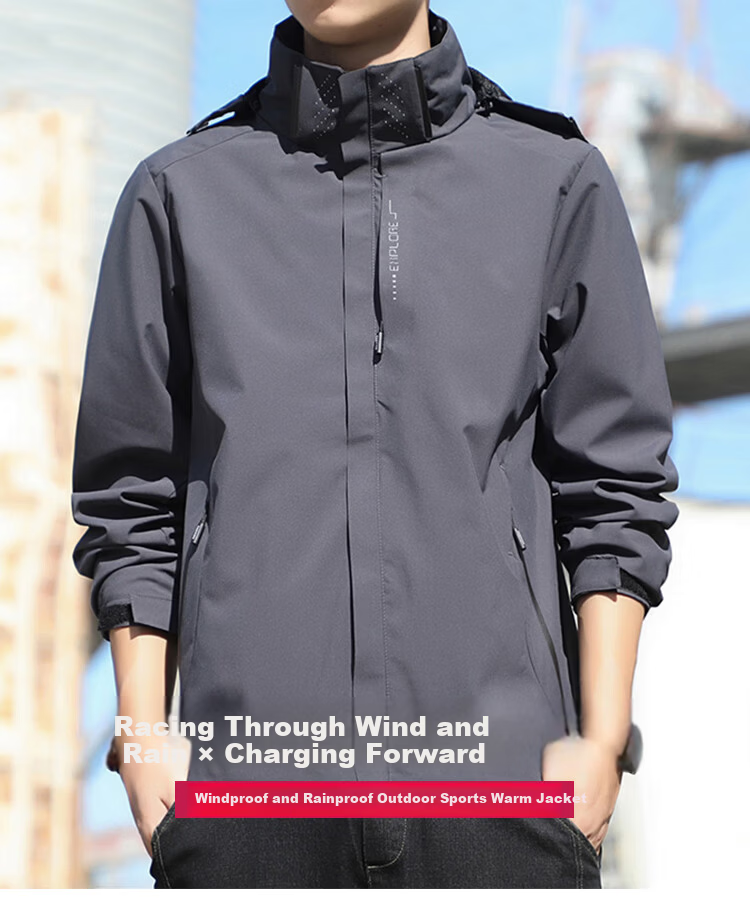 JEEP SPIRIT Unisex 3-in-1 Windproof Waterproof Warm Jacket Dark Gray 2XL 2