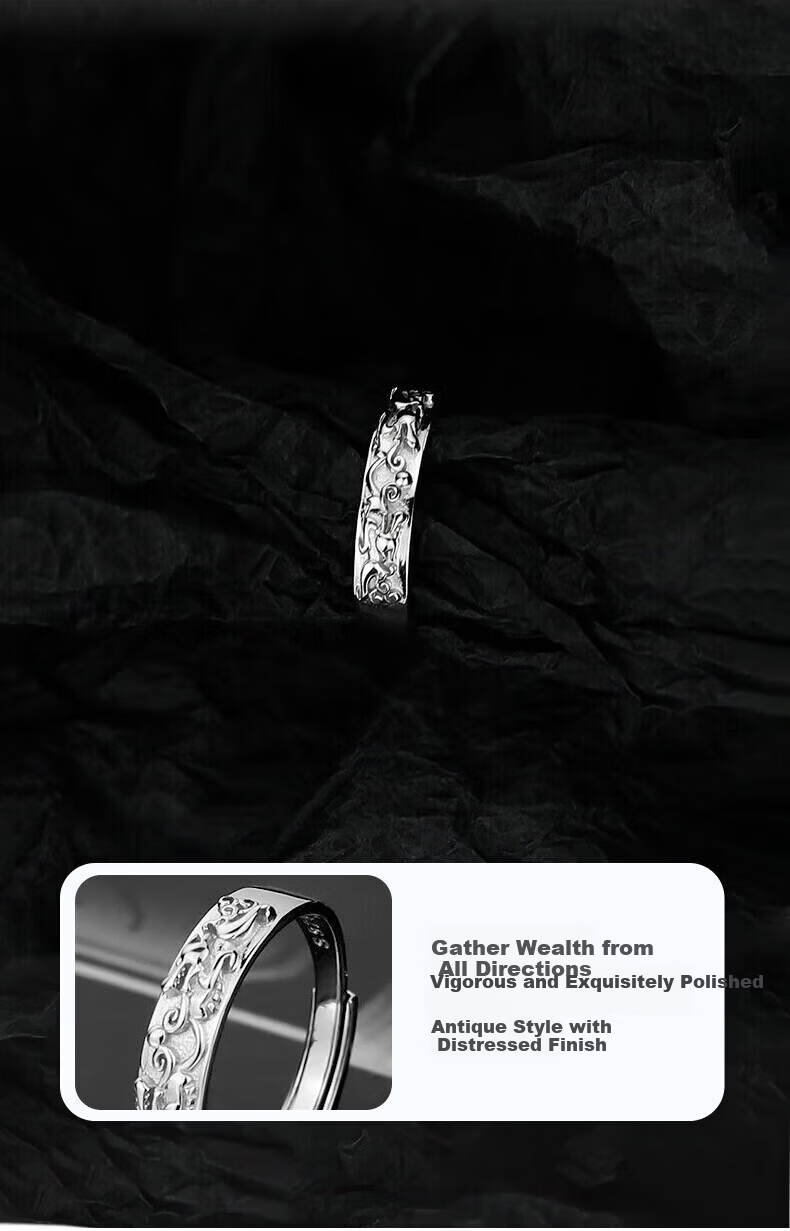 Zhoubaifu Pure Silver Solitary Star Ring for Men, Elegant Luxury Ring, Birthday Christmas Gift for Boys 9