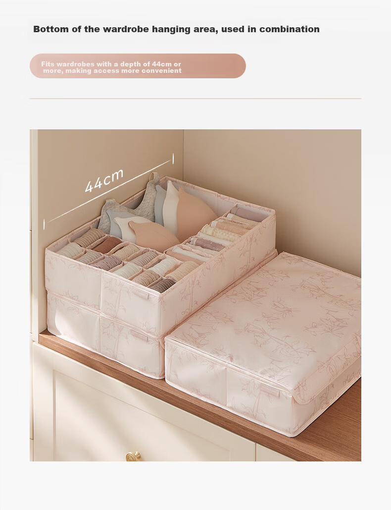 EACHY Underwear Storage Box Fabric Drawer Organizer with Lid for Underwear, Panties, and Socks 3-in-1 Home Storage 10