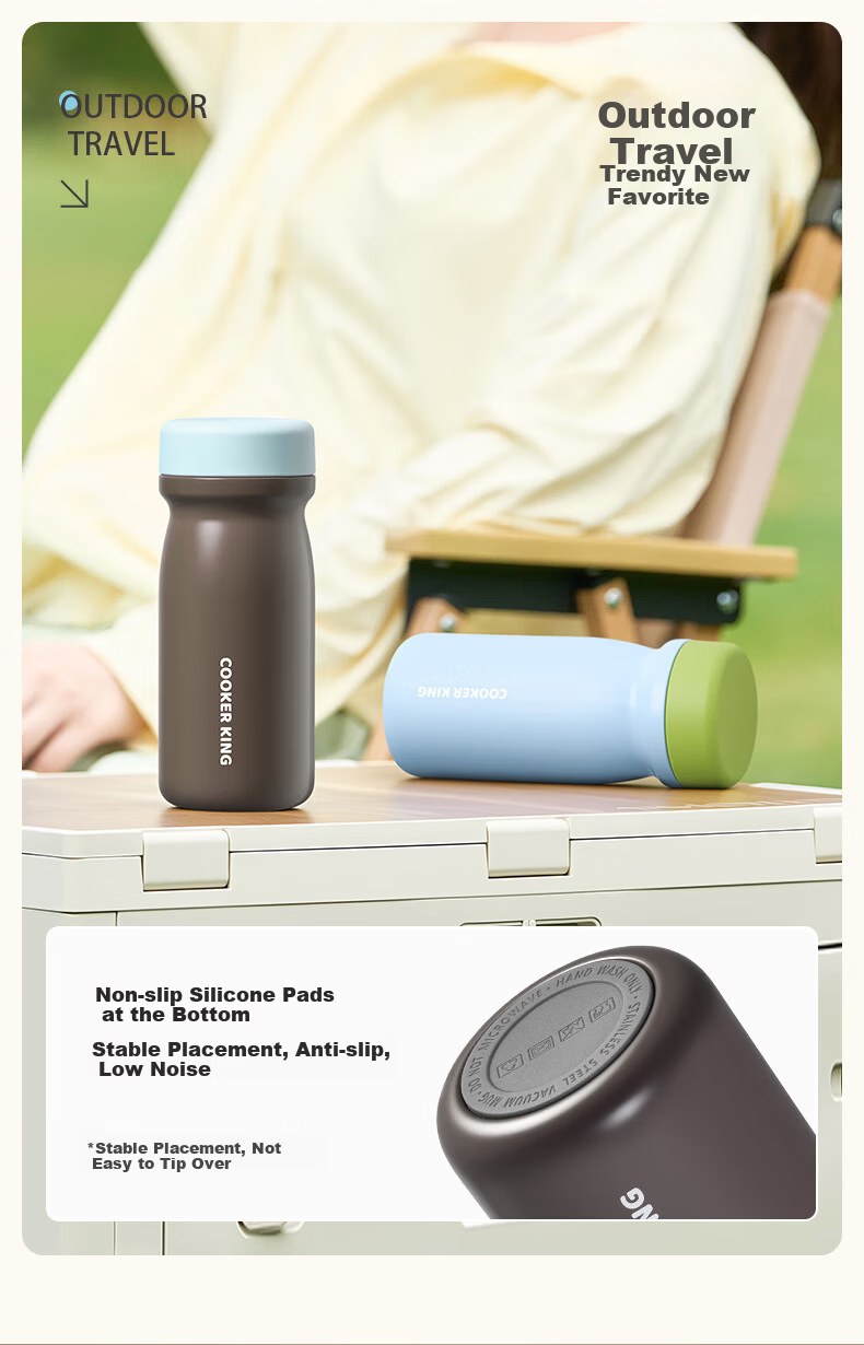 Chuida Huang 316L Stainless Steel Insulated Portable Pocket Cup, Compact Lightweight Travel Mug 350ml (Sandalwood Brown) 11