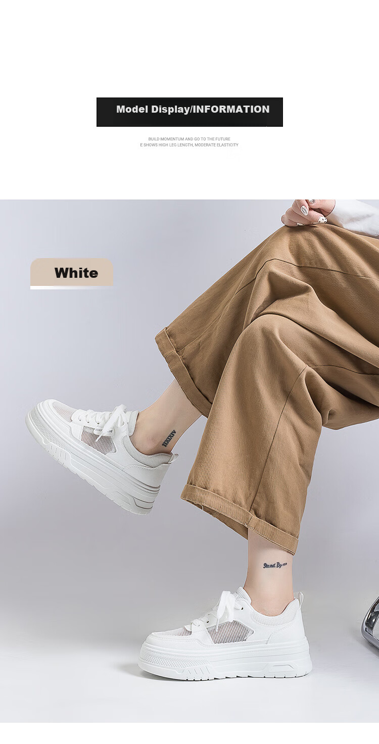 Warrior Official Women's Sneakers 2026 Summer Thick Sole Height Increasing Breathable Mesh White Shoes White Size 37 11
