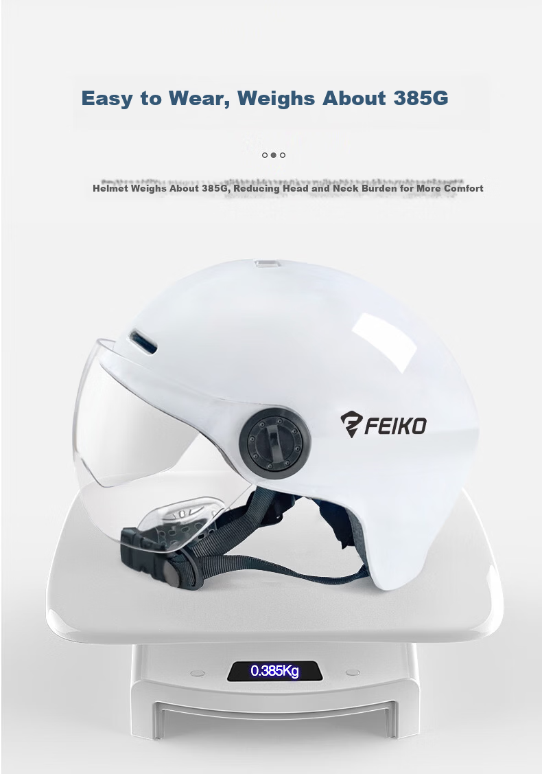 FEIKO 3C Certified Electric Vehicle Helmet Motorcycle Helmet Four-Season Half Helmet Safety Cap Unisex Commuter Electric Scooter White L 7