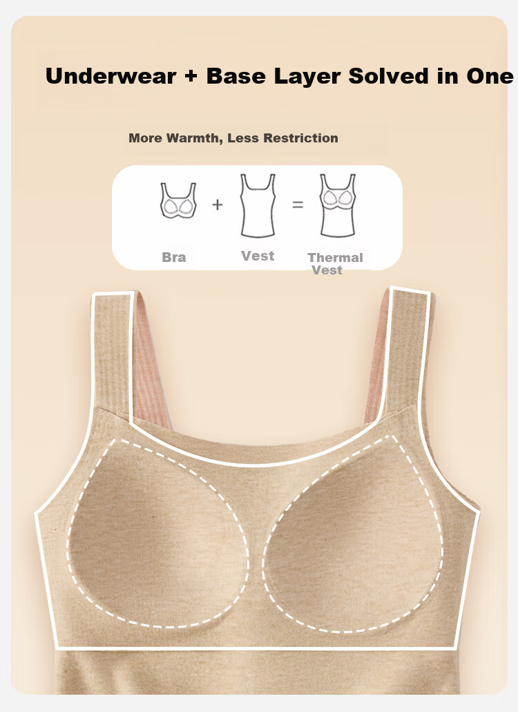 GUJIN Women's Thermal Vest Seamless Padded Innerwear Top Warm Underwear Coffee Color XL 5