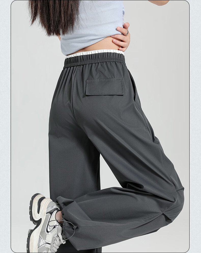 Borui Women's Summer Lightweight Ice-Feel American Work Pants Cool Paratrooper Outdoor Workwear Casual Straight-Leg Wide-Leg Pants 18