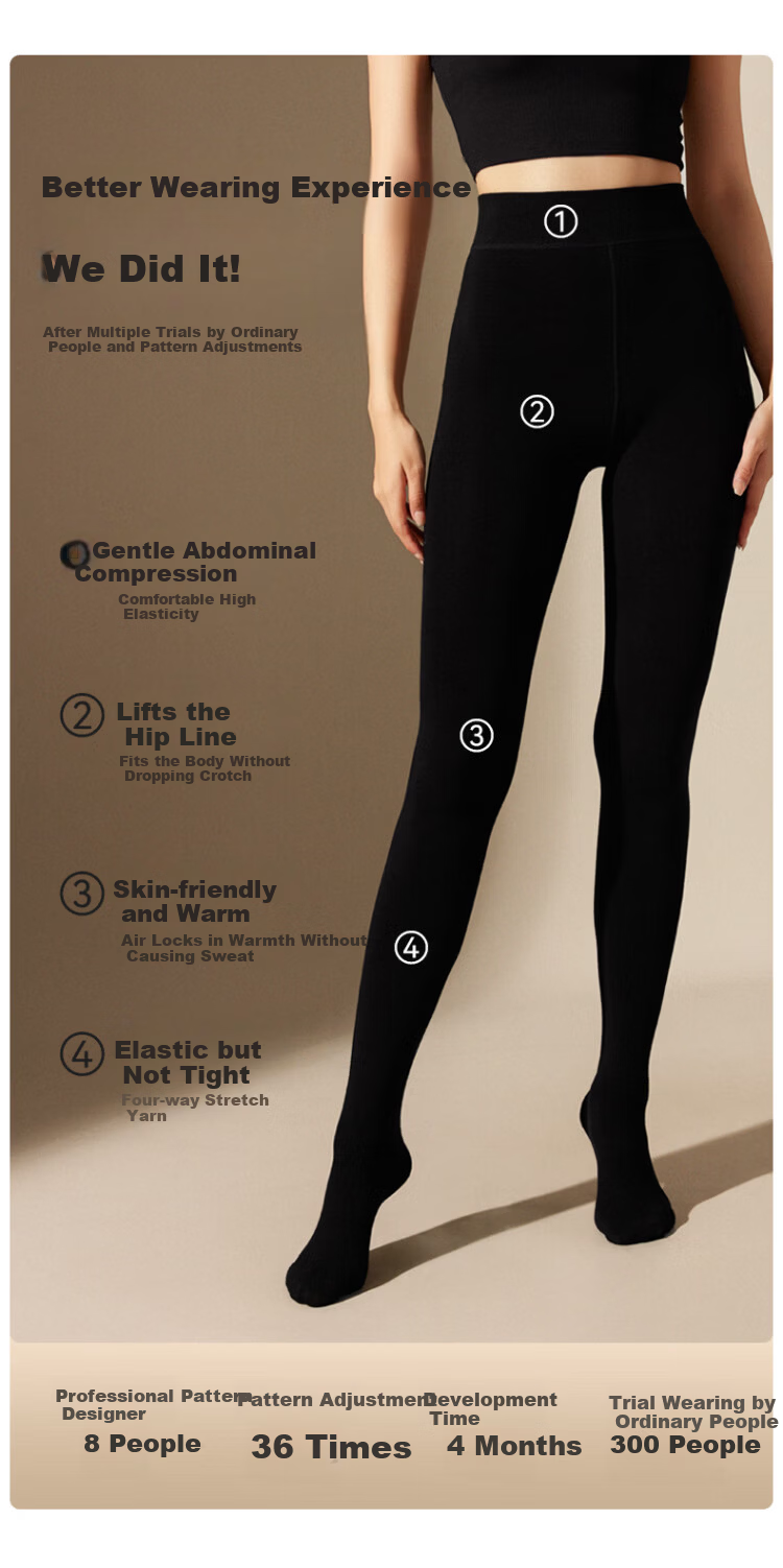 LangSha Light Leg Magic High-Waist Slim Fit Fleece-Lined Thickened Tights for Women Autumn Winter Gray Medium Thickness 3