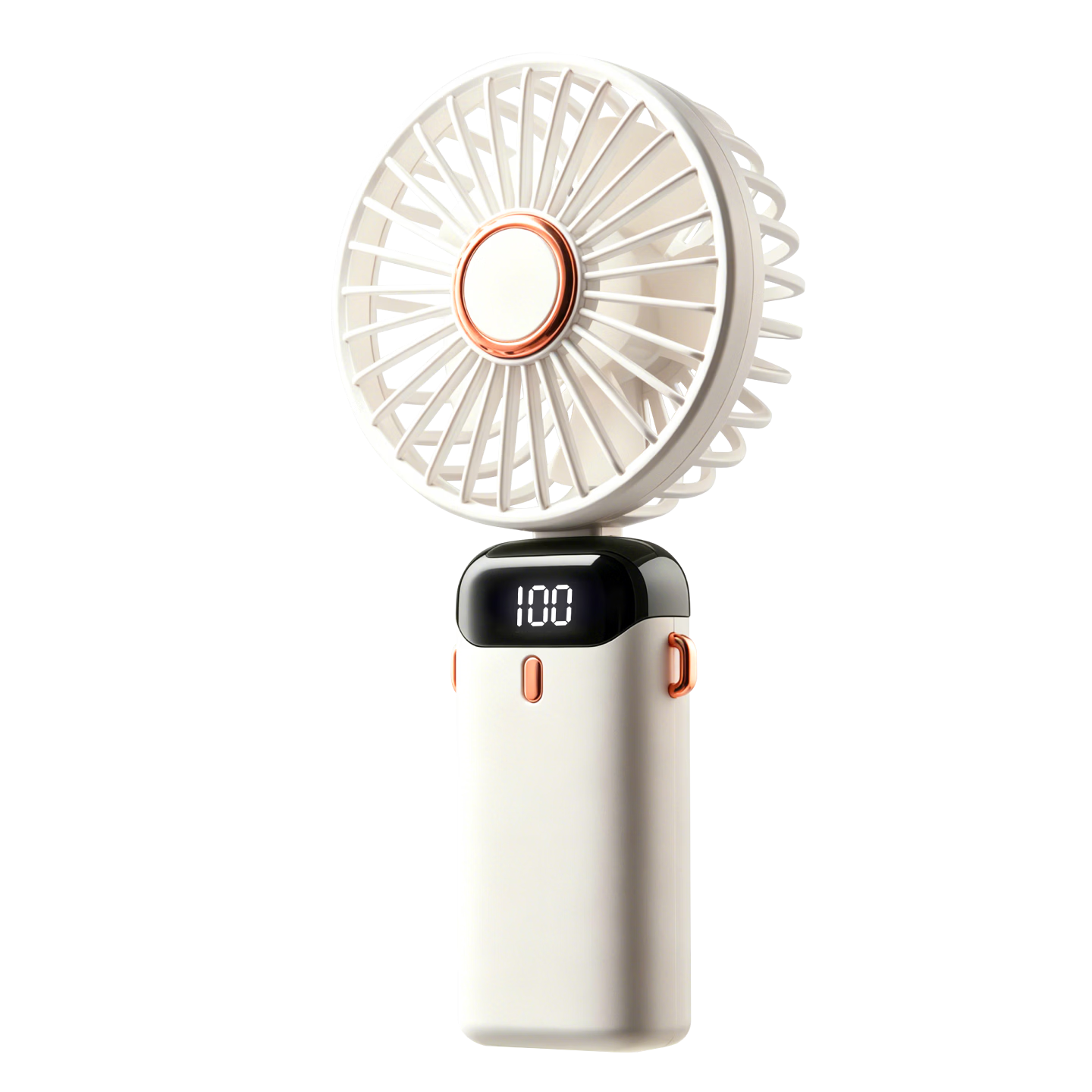 JONEVEE Handheld Mini Foldable USB Fan with Digital Display, Portable Desktop Stand, High Wind Power, Neck Hanging Outdoor Fan for Students, Dormitory, Office, Rechargeable Personal Fan