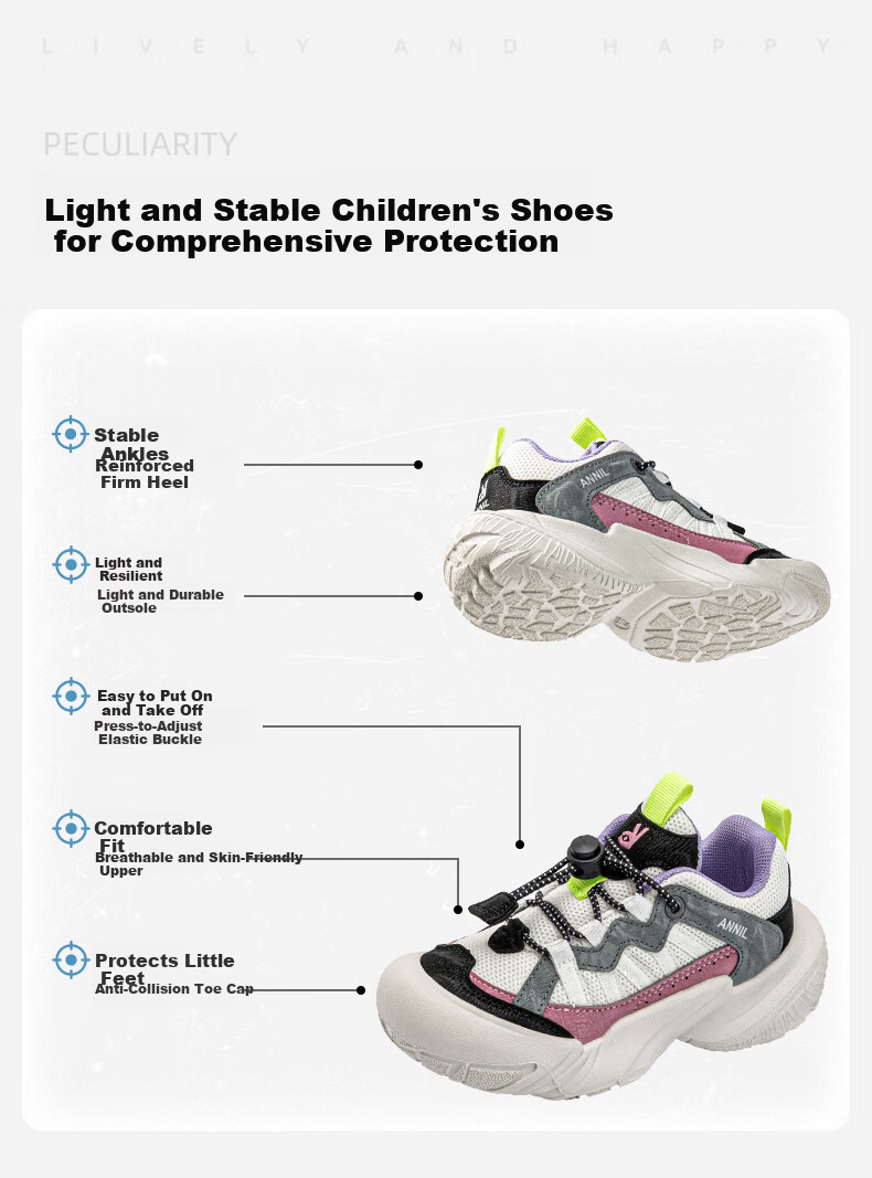 ANNIL Kids Sports Shoes Boys and Girls Spring Autumn New Breathable Mesh Outdoor Colorblock Casual Shoes 5209 Purple Size 29 2