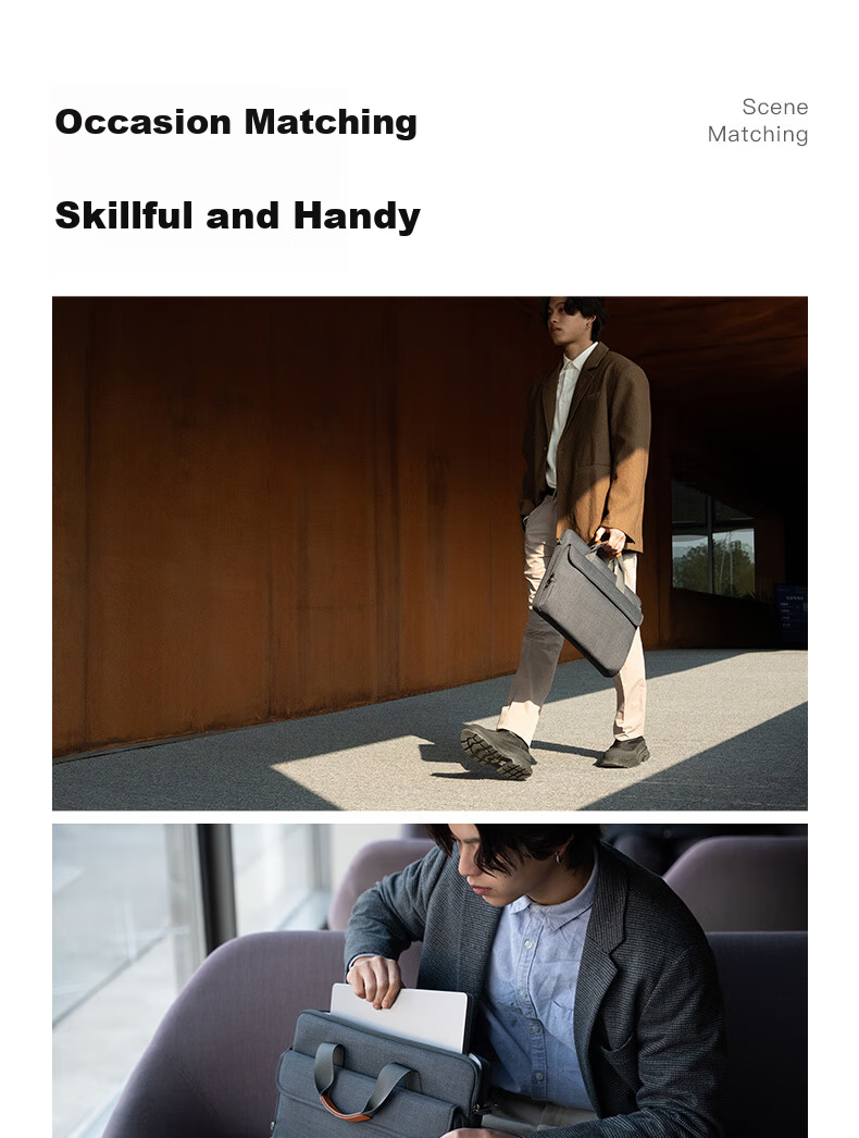 Inateck Laptop Bag Handheld Notebook Shoulder Bag for Apple Huawei Lenovo Xiaoxin Hand Carry - Gray 13.3 Inch 15