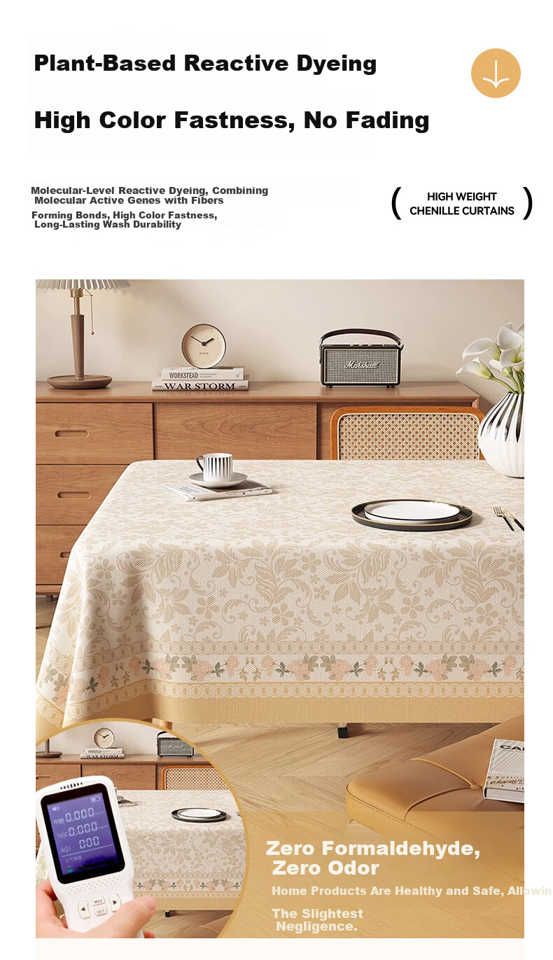MUJI PVC Waterproof Oil-Resistant Tablecloth High-End Luxury Rectangular Home Tea Table Cover 140*180 Xihe 7