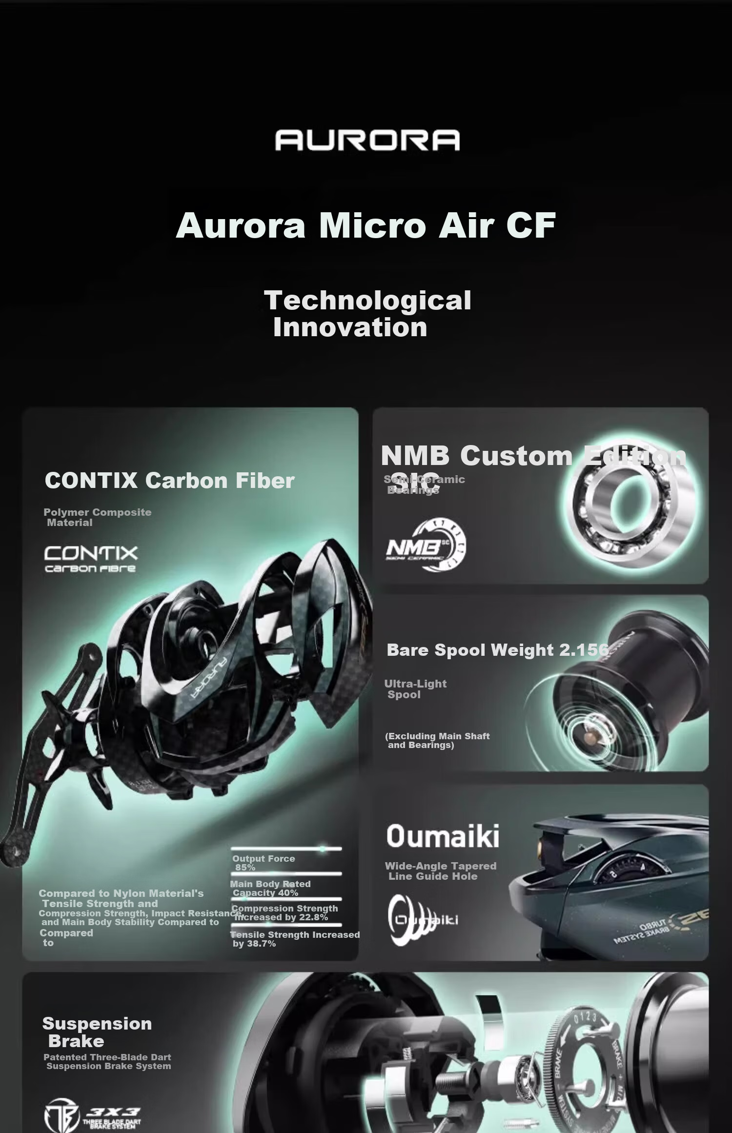 HISTAR Aurora Micro Air CF Water Drop Reel Left-Handed [Ceramic Bearings] 4