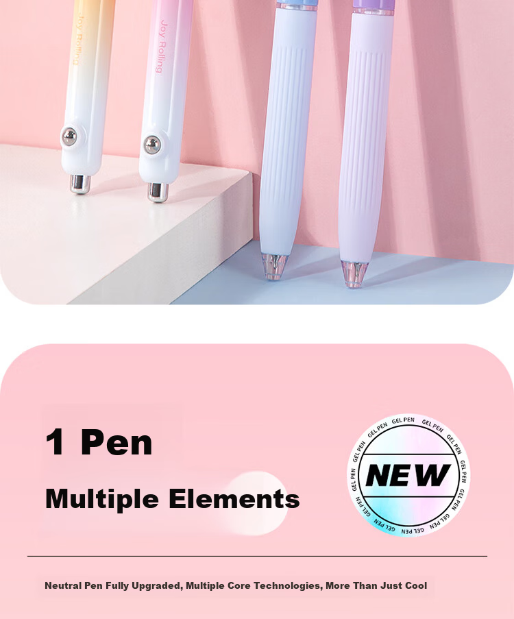 Fizz Colorful Stress-Relief Click Ballpoint Pen 0.5mm Quick-Dry Dual Ballpoint Soft Rubber Large Capacity Office Signature Pen Exam Brush Pen 1-Pack B73011 Purple 2