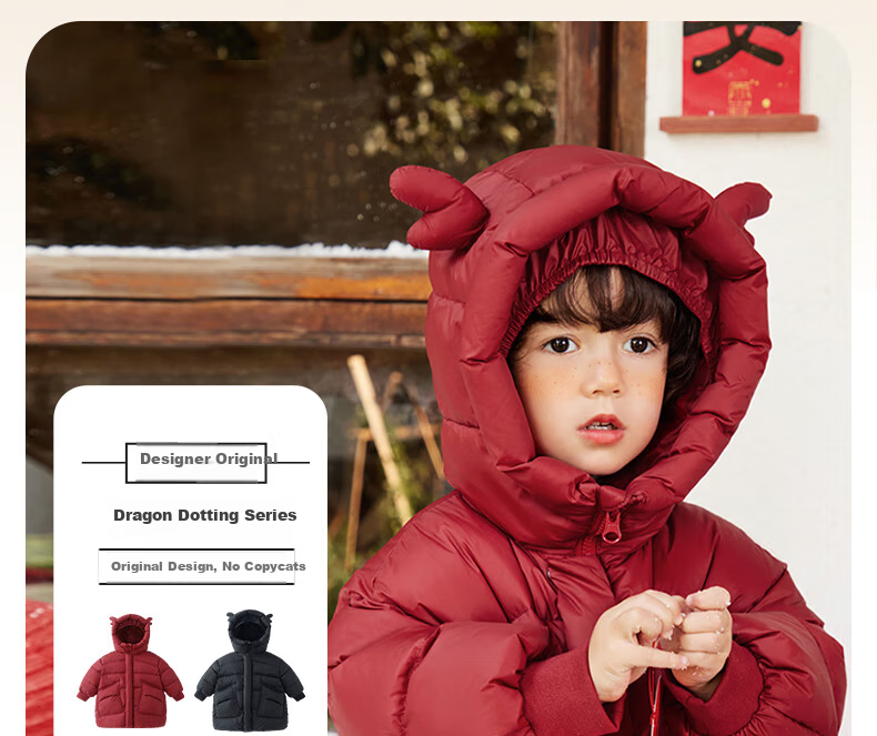 Ciciibear Boys' Goose Down Mid-Length Thickened Warm Winter Jacket for Kids 9