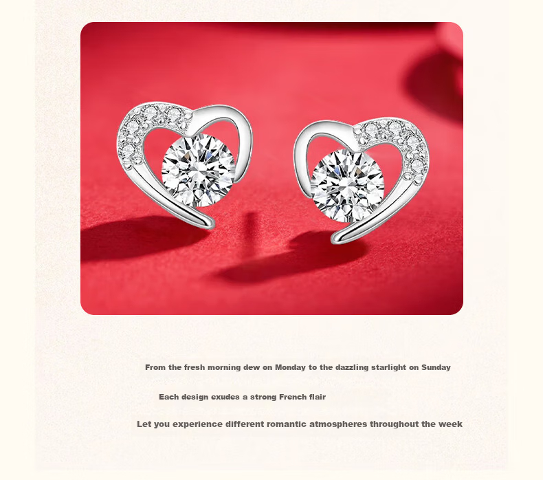 Chow Tai Fook Weekly Light Luxury High-End Silver Stud Earrings for Women Gift Box Birthday Present for Girlfriend 2