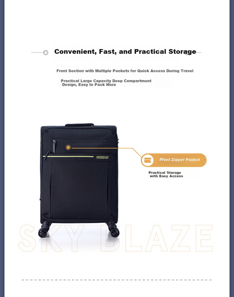 AMERICAN TOURISTER Luggage, 24-Inch Business Suitcase, Large Capacity Travel Case, Soft Shell, Black, UB6 Password Lock 3