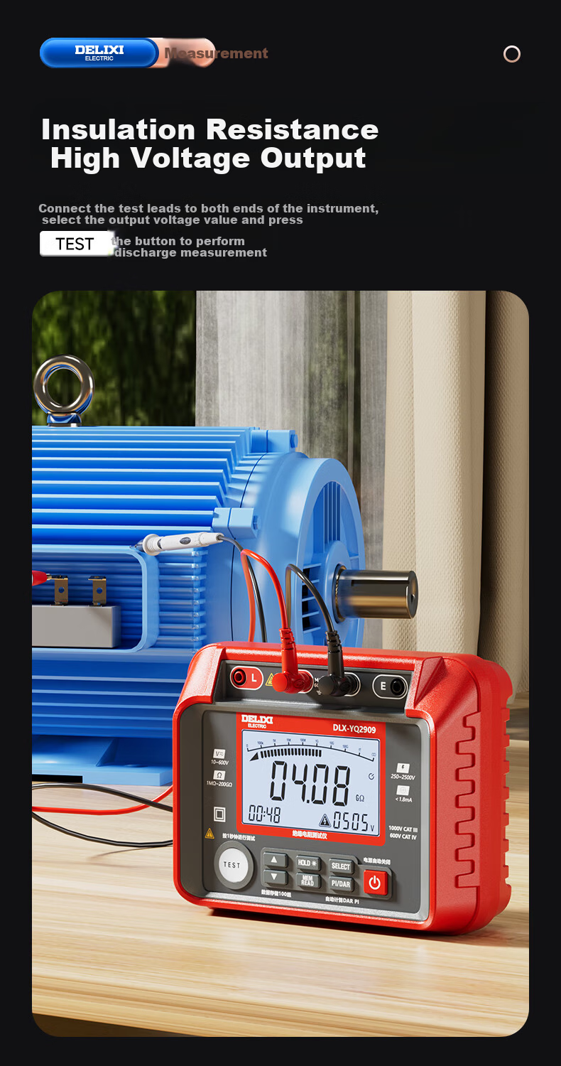 DELIXI ELECTRIC Insulation Resistance Tester Digital High-Precision Megohmmeter Ground Resistance Tester 2500V 4