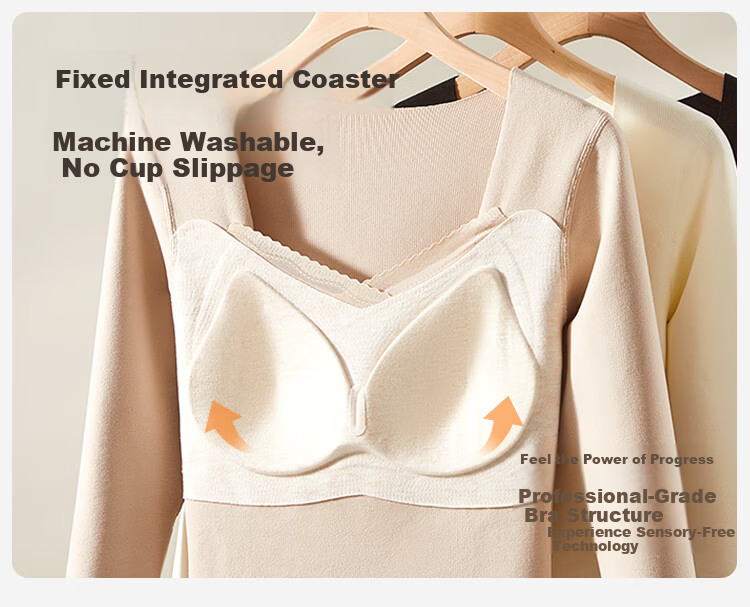 Urban Beauty Women's Thermal Fleece Padded Bra Heat Retaining Underwear Set with Down Silk Autumn Winter 2XL 9
