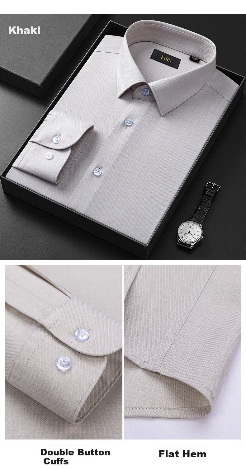 FIRS Copper Ammonia Wrinkle-Free + Antibacterial Men's Long Sleeve Casual Business Stretch Easy-Care Shirt Blue 38 12