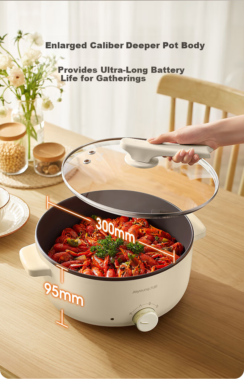 Joyoung ZMD Safe Series Electric Hot Pot Household Electric Frying and Cooking Pot 1600W Power 3-Speed Adjustment Large Diameter Deep Pot 6L Capacity HG60-G501 7