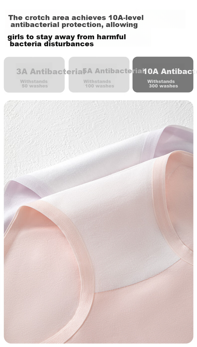 Sanleya Women's Underwear 50s Combed Cotton 10A Antibacterial Pure Cotton Gusset Breathable Comfortable Mid-Waist Briefs 4-Pack 4